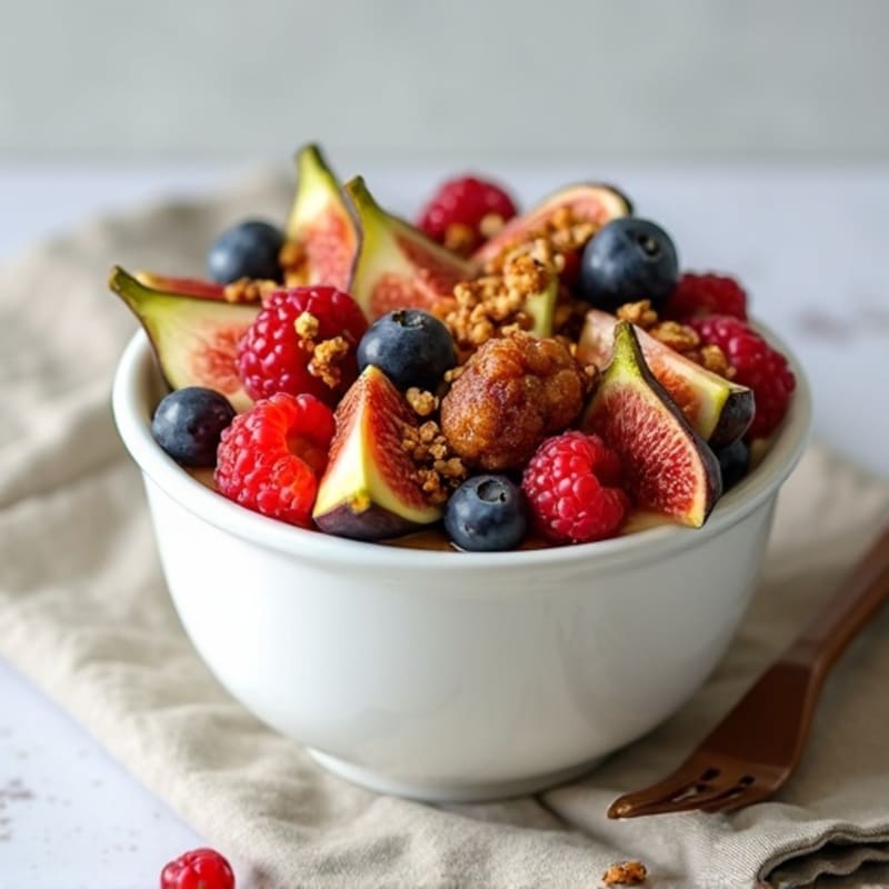 Creamy Greek Yogurt Power Bowl with Fresh Berries and Honey-Drizzled Figs