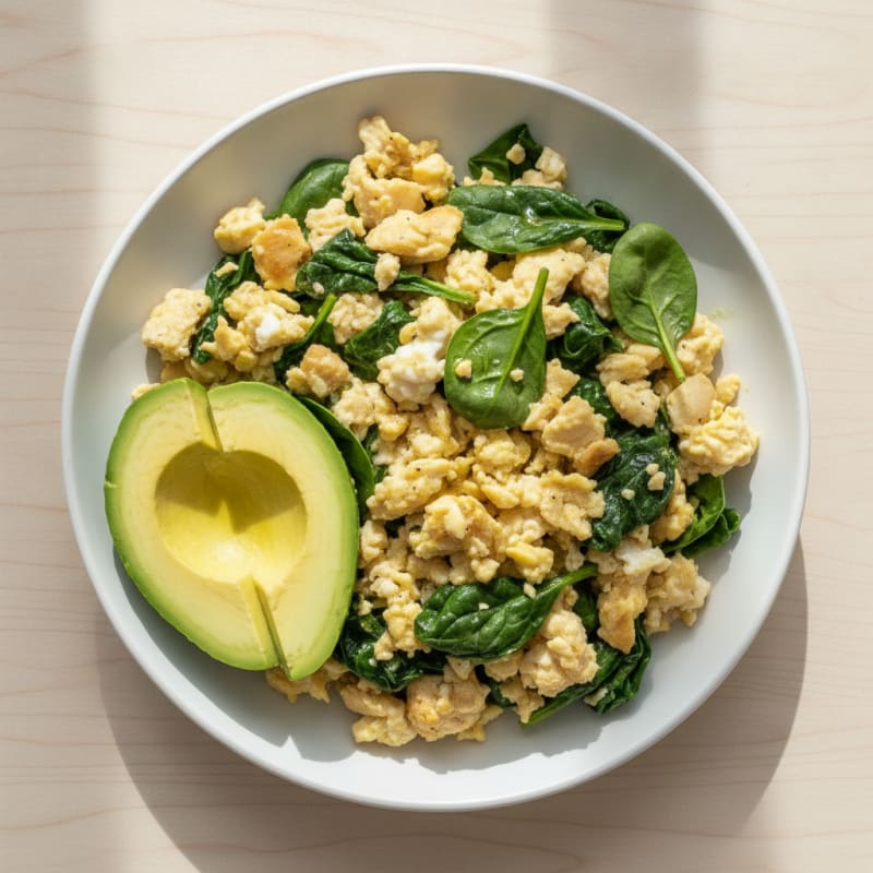 Egg White Scramble with Spinach and Turkey Breast