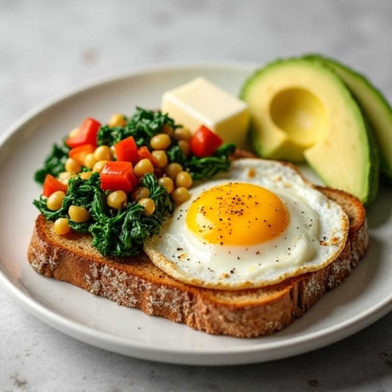 Egg and Veggie Scramble with Toasted Whole Grain Bread