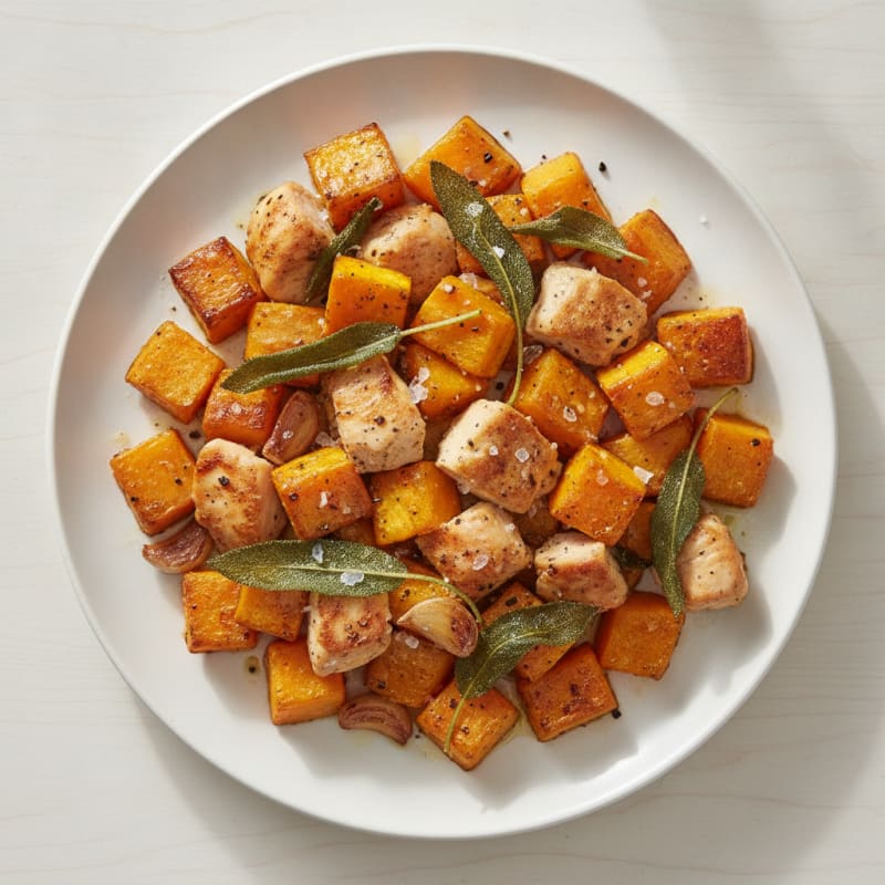 Roasted Butternut Squash and Chicken with Sage
