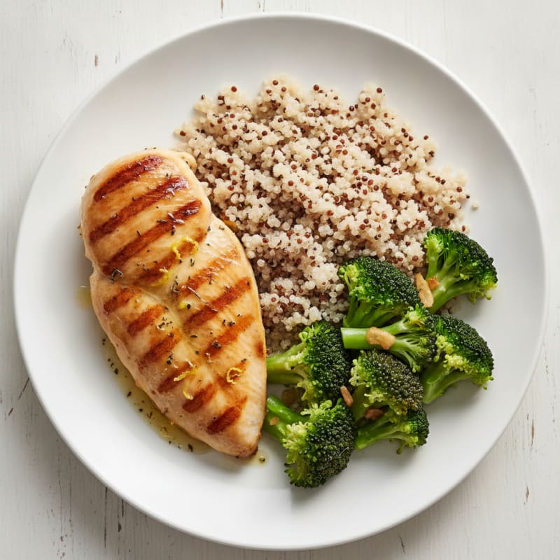 Grilled Chicken Breast with Quinoa and Steamed Broccoli
