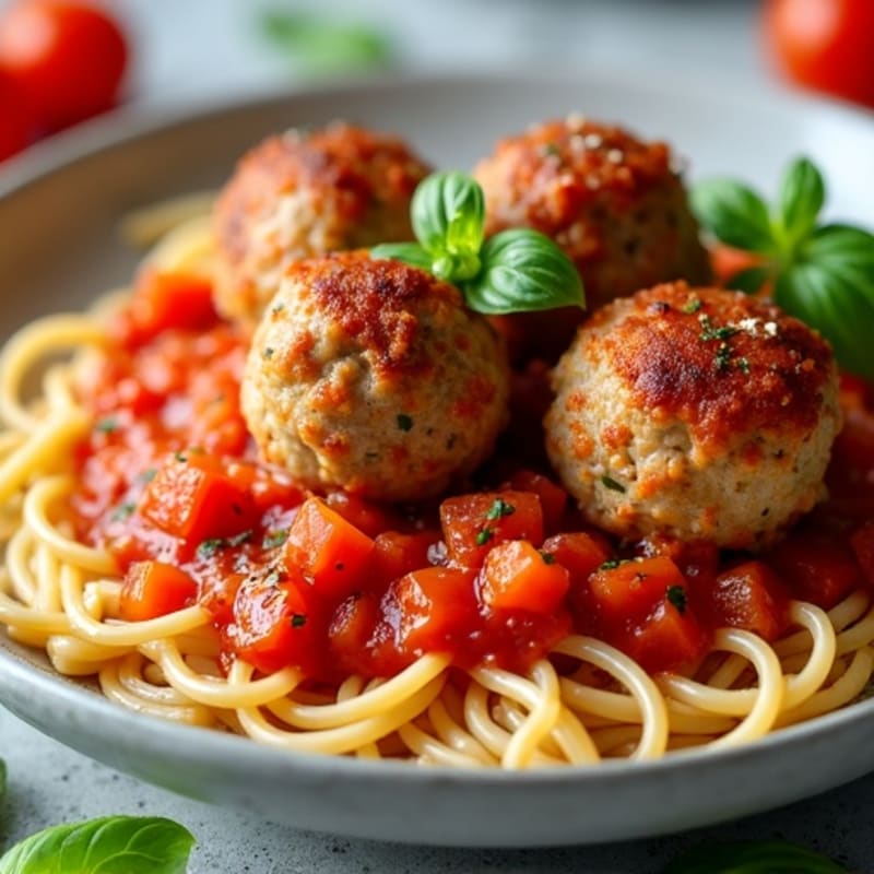 Lean Turkey Meatballs with Whole Wheat Spaghetti and Fresh Marinara