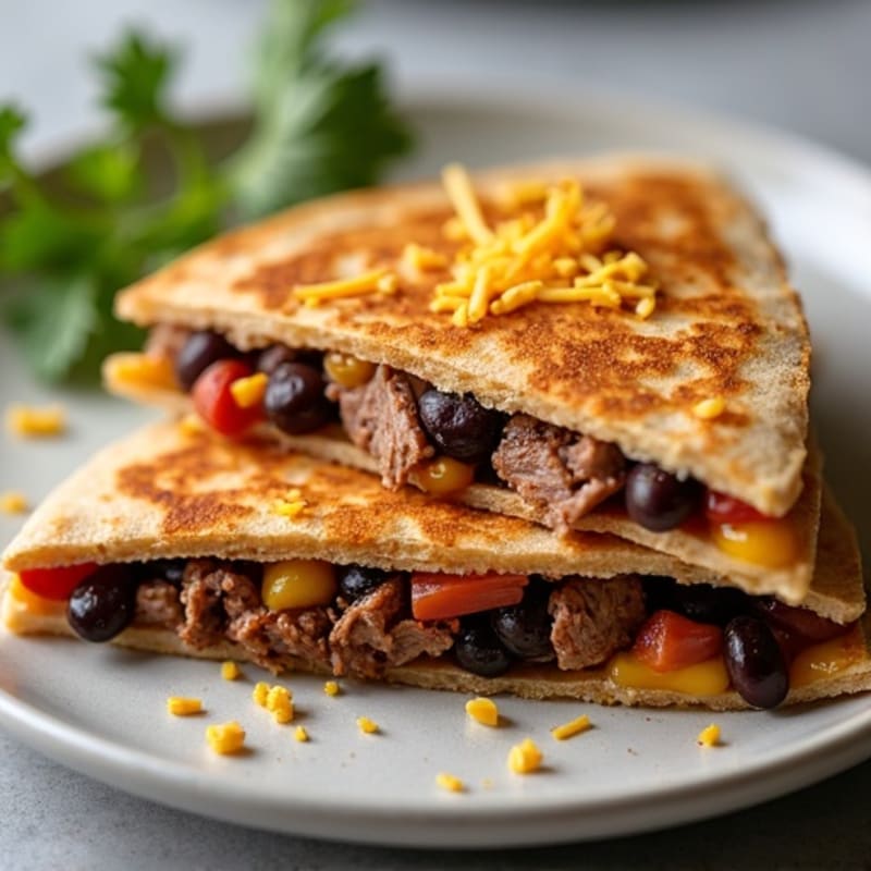 Crispy Whole Wheat Lean Steak and Black Bean Quesadillas