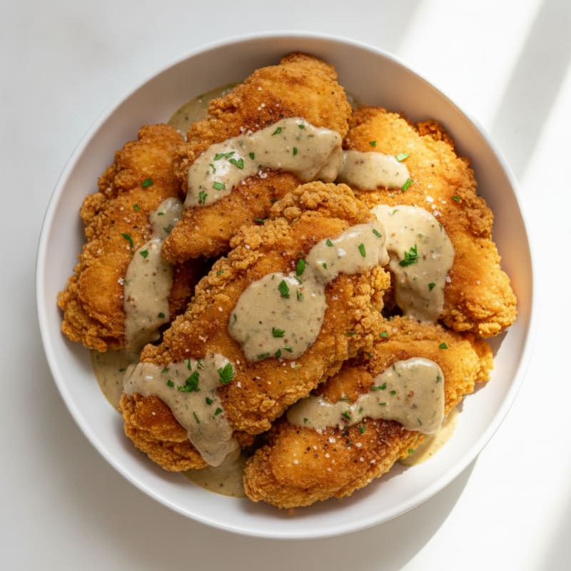 Crispy Buttermilk Fried Chicken with Creamy Gravy