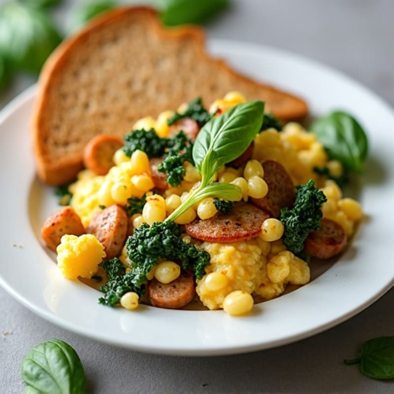 Egg White and Turkey Sausage Scramble with Spinach