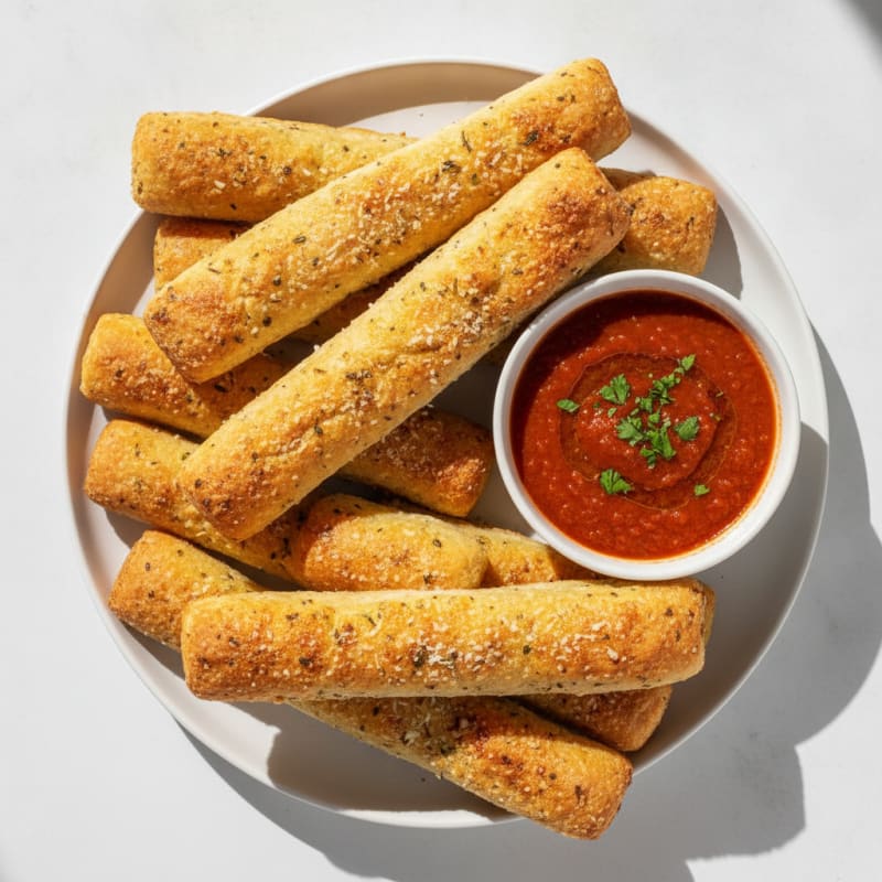 Garlic Parmesan Breadsticks with Marinara