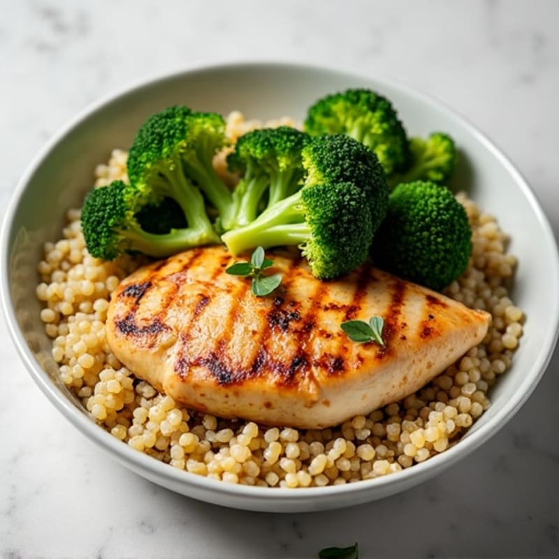 Grilled Chicken Breast with Roasted Broccoli and Quinoa