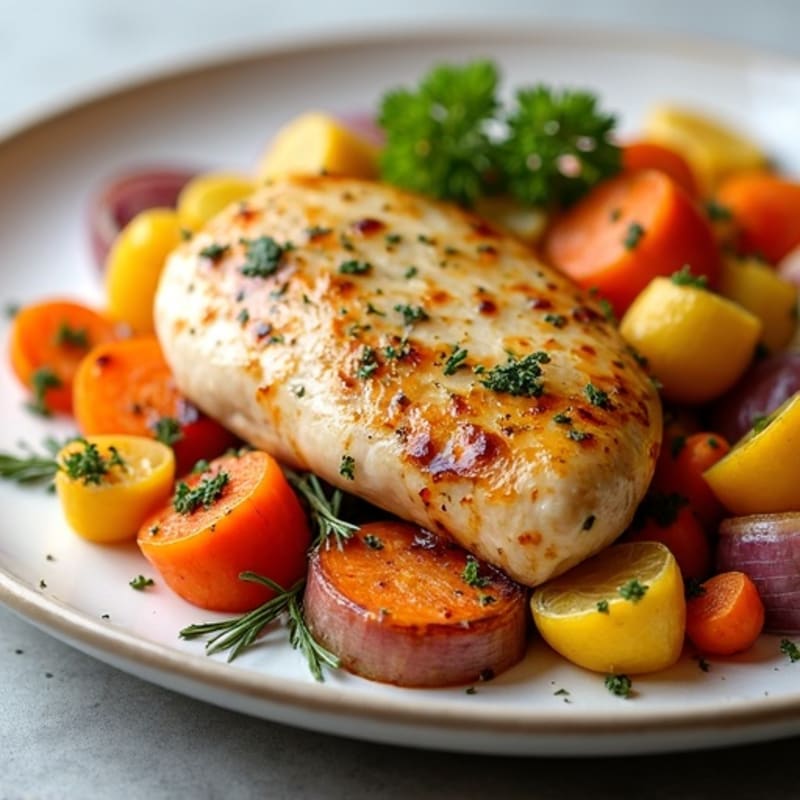 Sheet Pan Lemon Herb Chicken with Crispy Roasted Root Vegetables