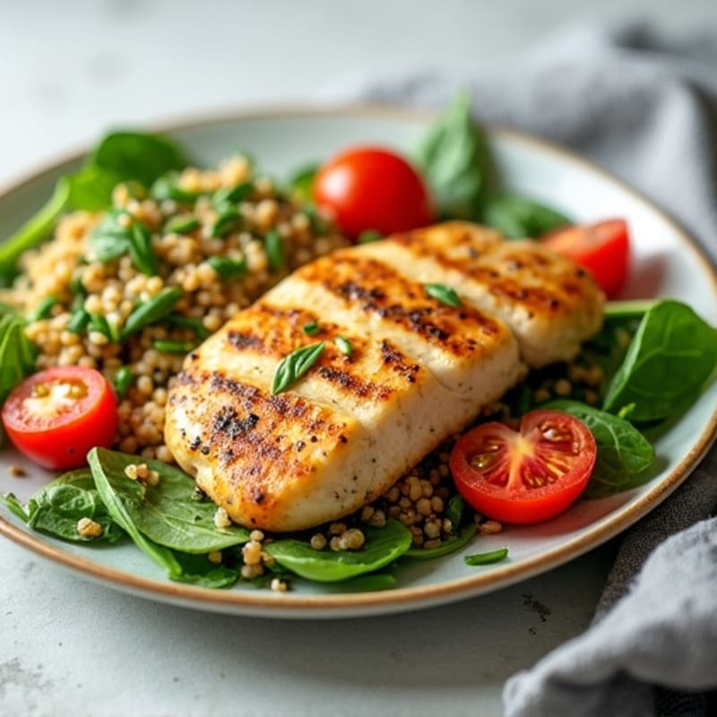 Grilled Chicken Breast with Quinoa Spinach Salad
