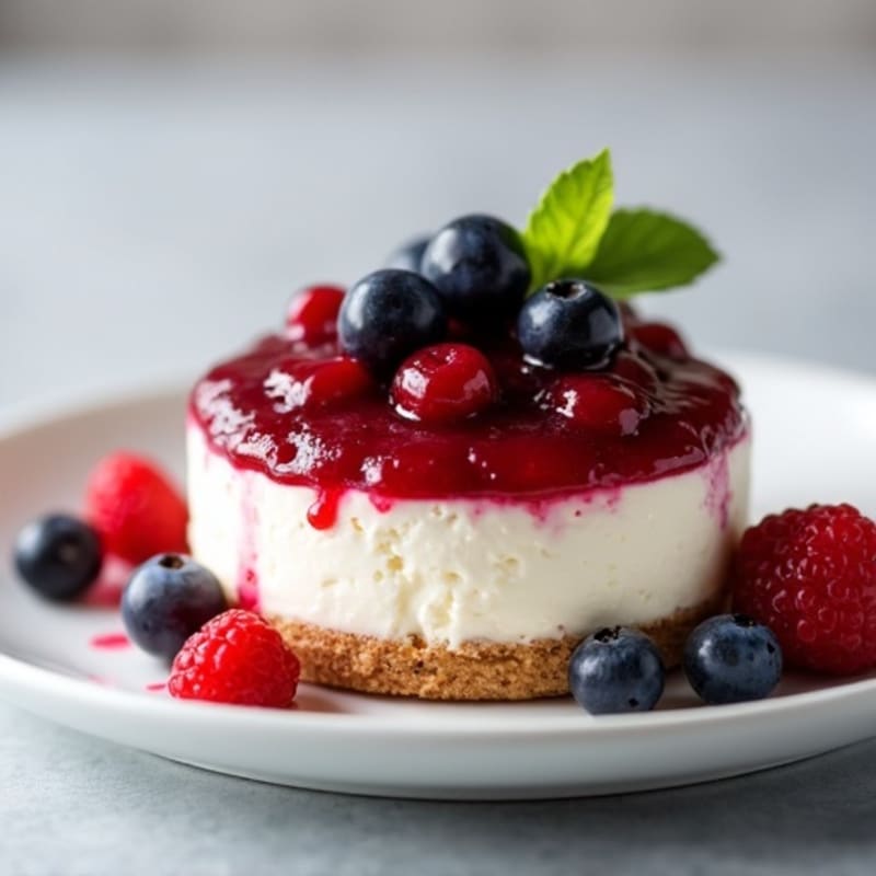 Protein-Packed Greek Yogurt Cheesecake with Berry Compote