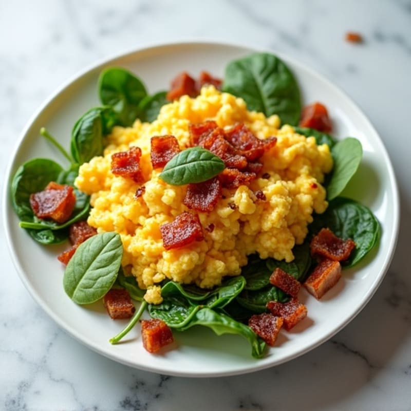Egg White Scramble with Spinach and Turkey Bacon