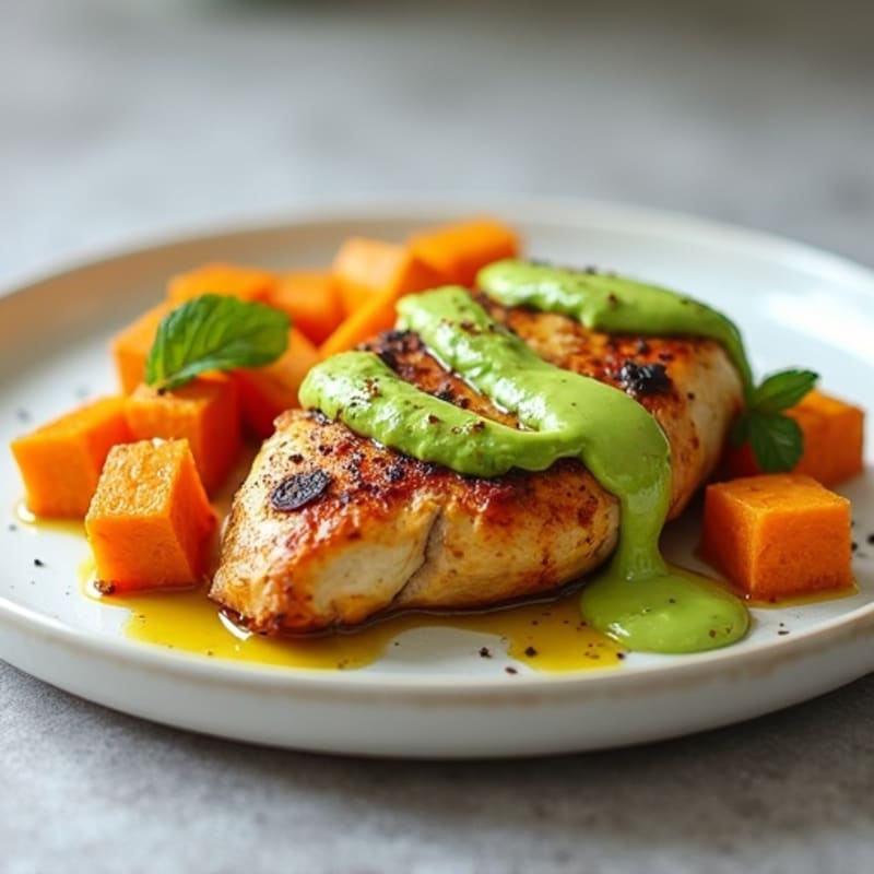 Roasted Chicken and Sweet Potato with Creamy Avocado