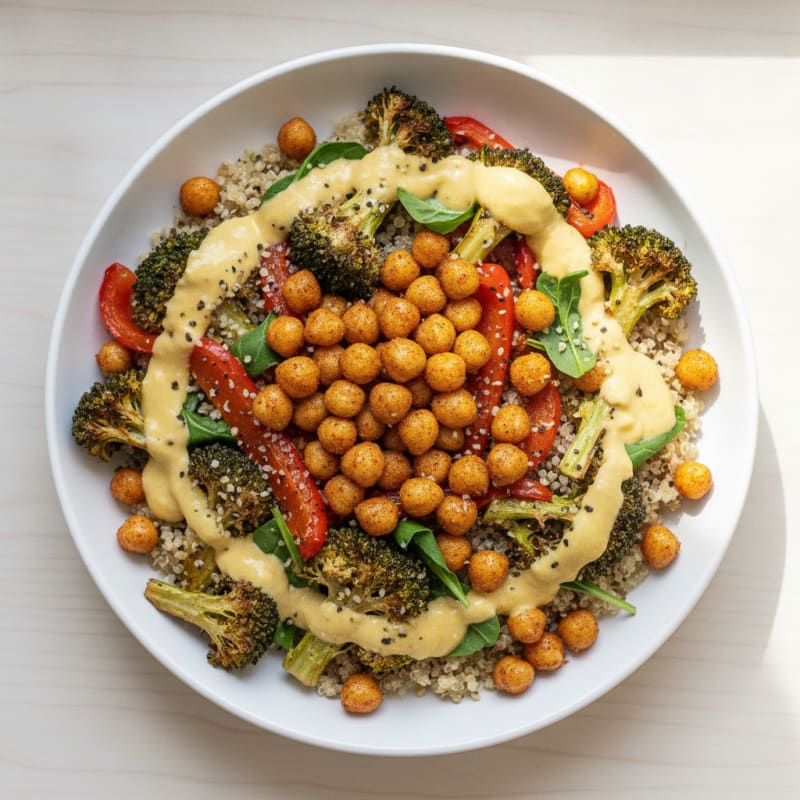 Roasted Vegetable and Chickpea Grain Bowl
