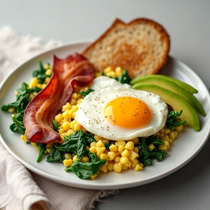 Egg White Scramble with Spinach and Turkey Bacon