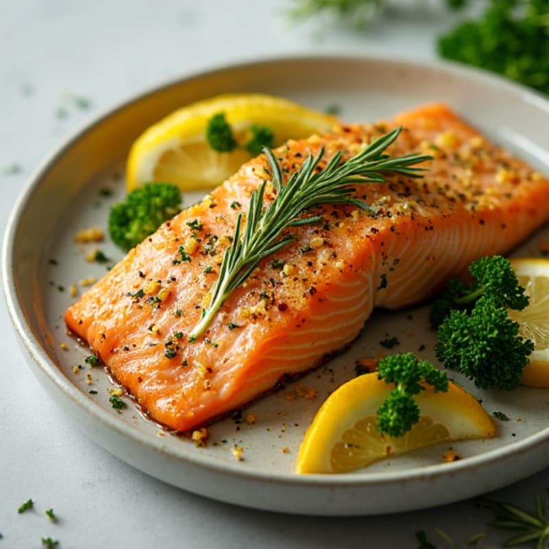 Herb-Crusted Pan Seared Salmon with Lemon