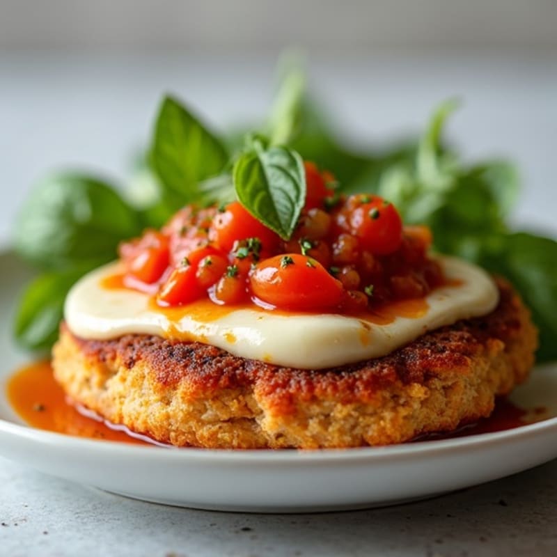 Crispy Baked Turkey Burger with Melty Mozzarella and Fresh Tomato Sauce