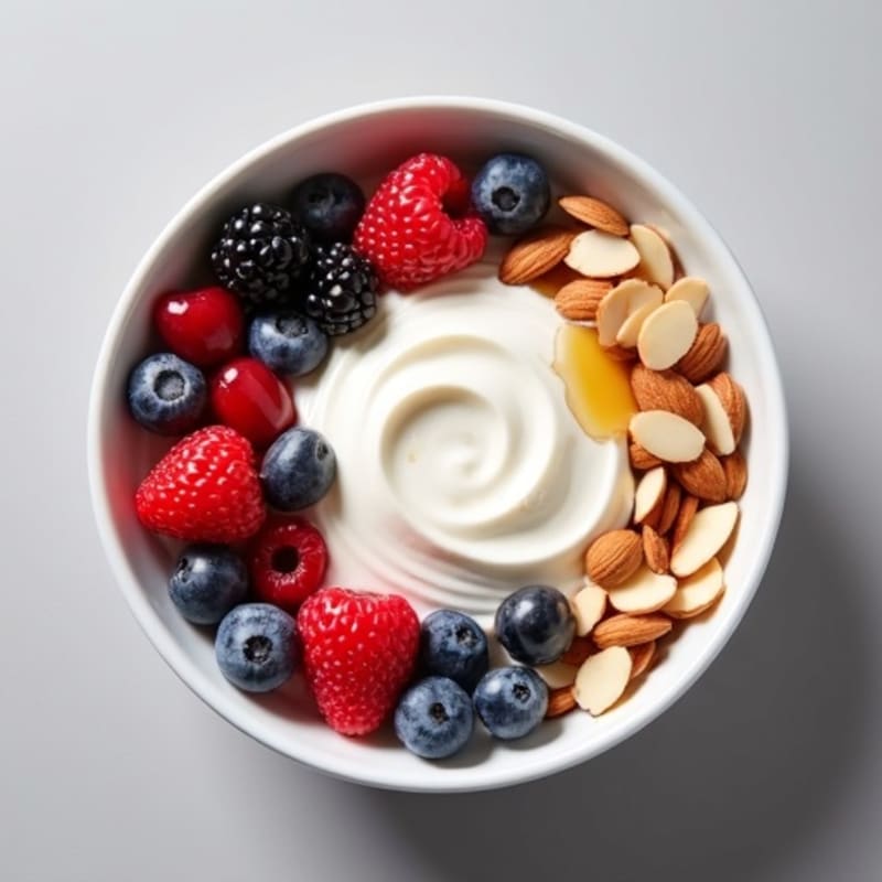 Creamy Greek Yogurt Protein Bowl with Mixed Berries and Almonds