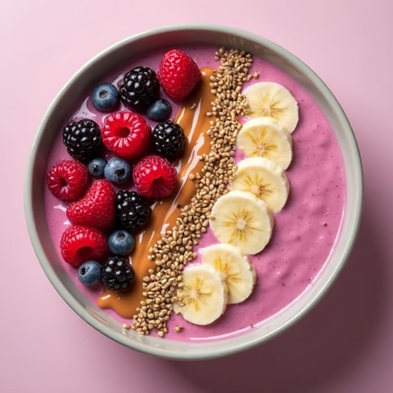 Silky Tofu Berry Smoothie Bowl with Hemp Seeds