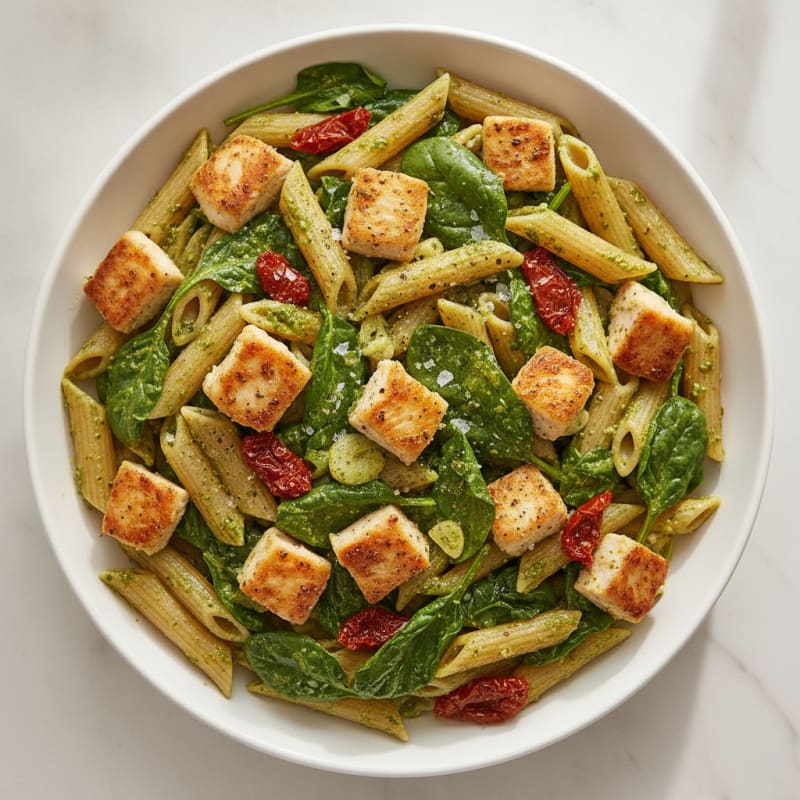 Pesto Chicken Pasta with Sun-Dried Tomatoes