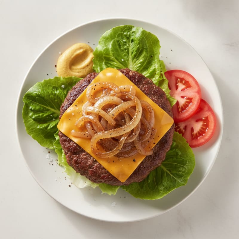 Classic Beef Burger with Caramelized Onions