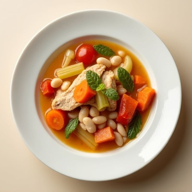 Wholesome White Bean and Chicken Stew with Garden Vegetables