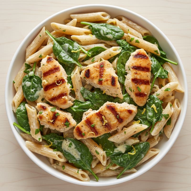 Creamy Lemon-Herb Pasta with Wilted Spinach