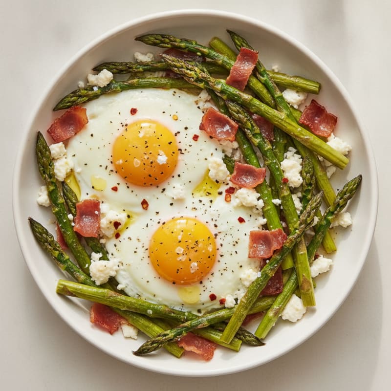Baked Eggs with Roasted Asparagus