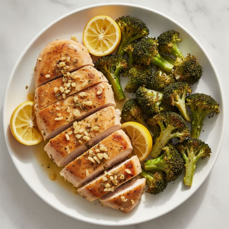 Garlic Herb Chicken and Roasted Broccoli