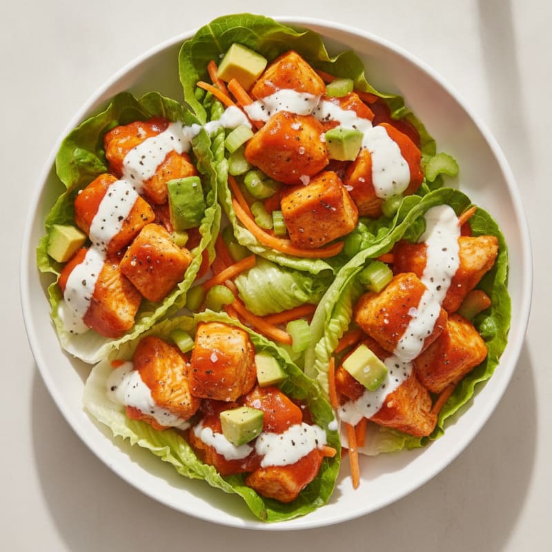 Buffalo Ranch Chicken Lettuce Wraps