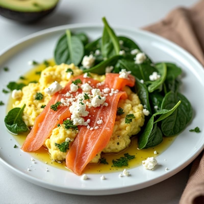 Egg White and Smoked Salmon Scramble with Spinach