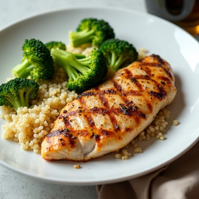 Grilled Chicken Breast with Roasted Broccoli and Quinoa