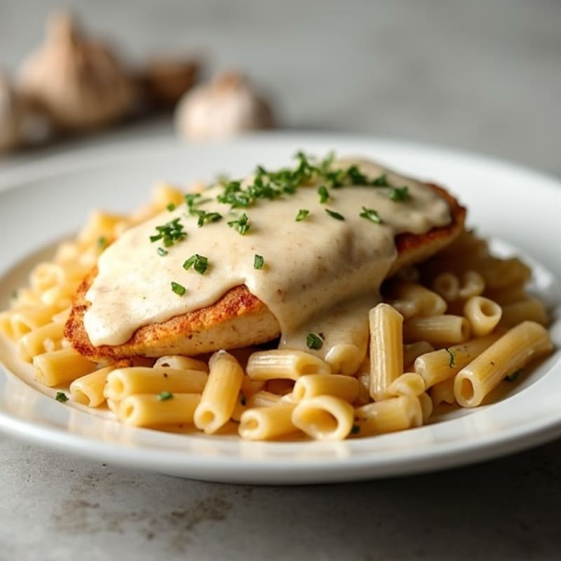 Creamy Garlic Parmesan Chicken with Whole Wheat Pasta