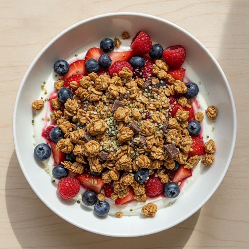 Greek Yogurt Bowl with Mixed Berries and Protein Granola