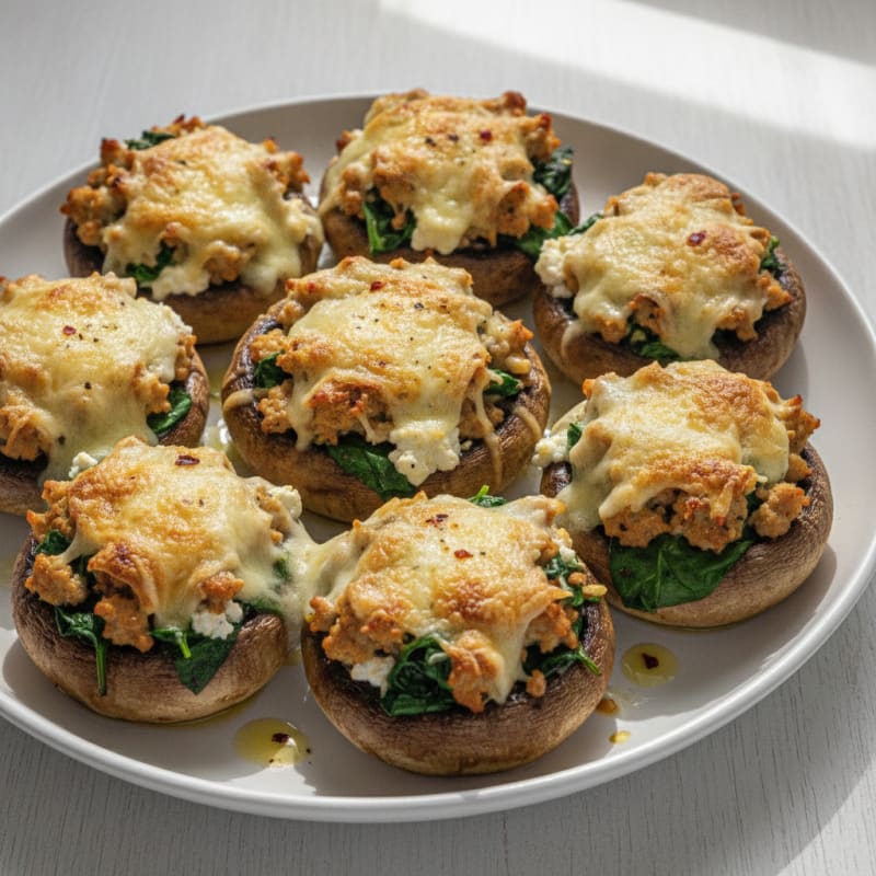 Spinach and Cheese Stuffed Mushrooms
