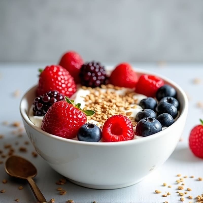 Silky Greek Yogurt Bowl with Hemp Seeds and Mixed Berries