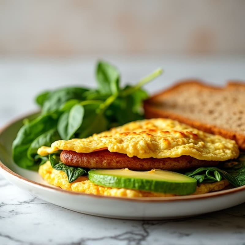 Egg White Spinach Omelette with Turkey Sausage