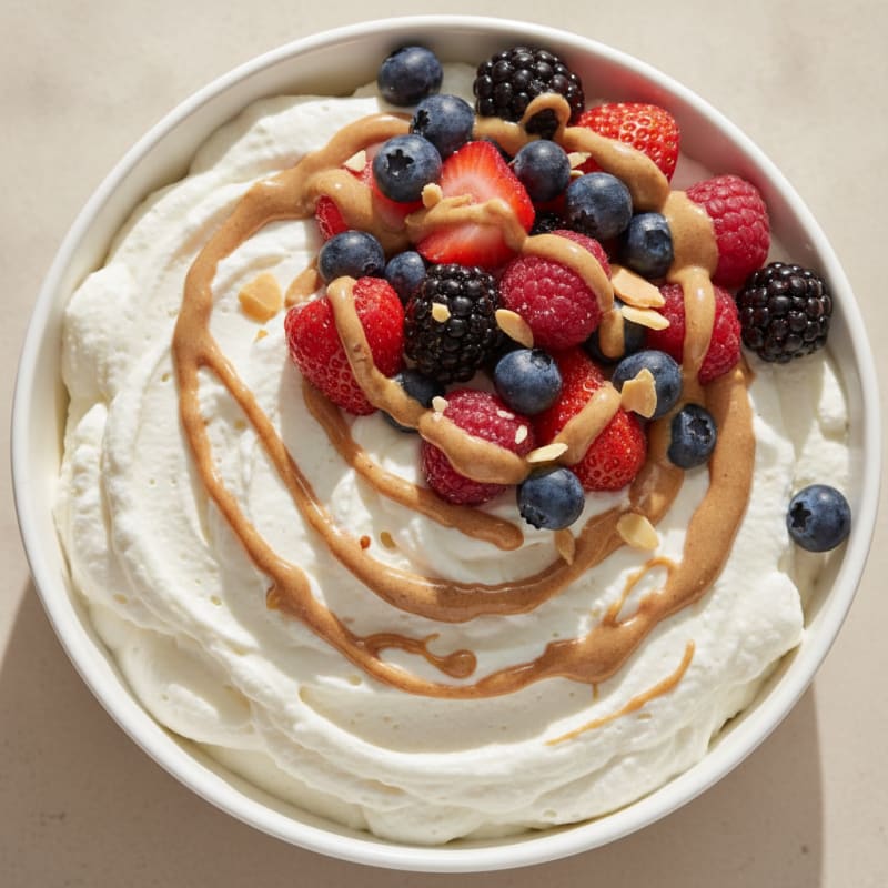 Greek Yogurt Protein Mousse with Mixed Berries