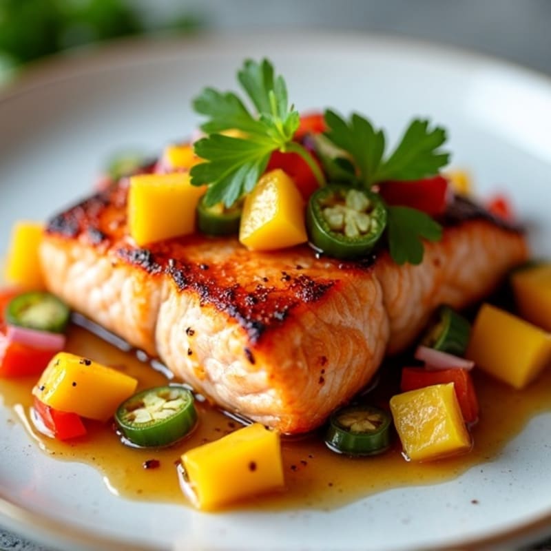 Spicy Chipotle-Lime Glazed Salmon with Mango Salsa
