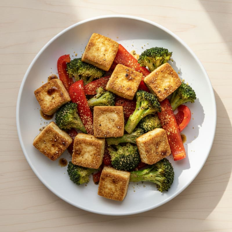 Pan-Seared Tofu with Roasted Vegetables