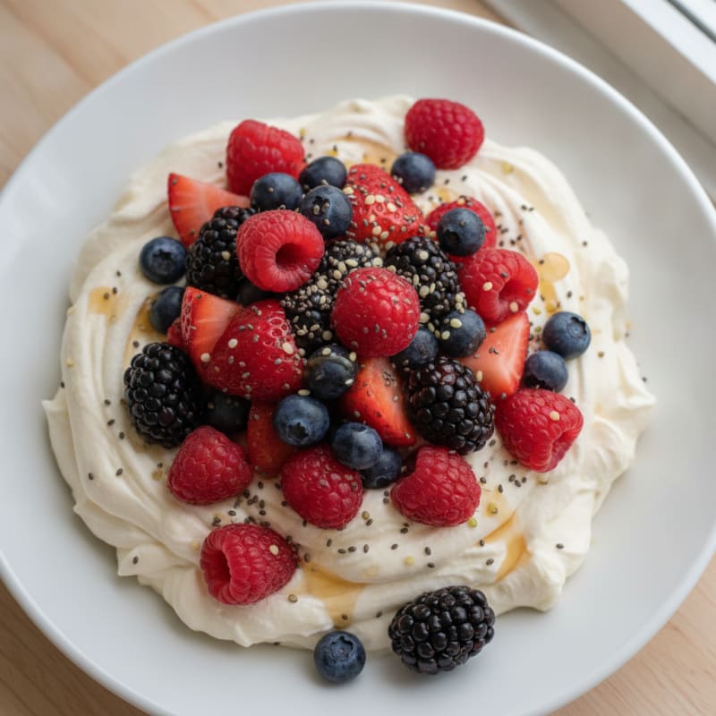 Silky Greek Yogurt Protein Mousse with Mixed Berries