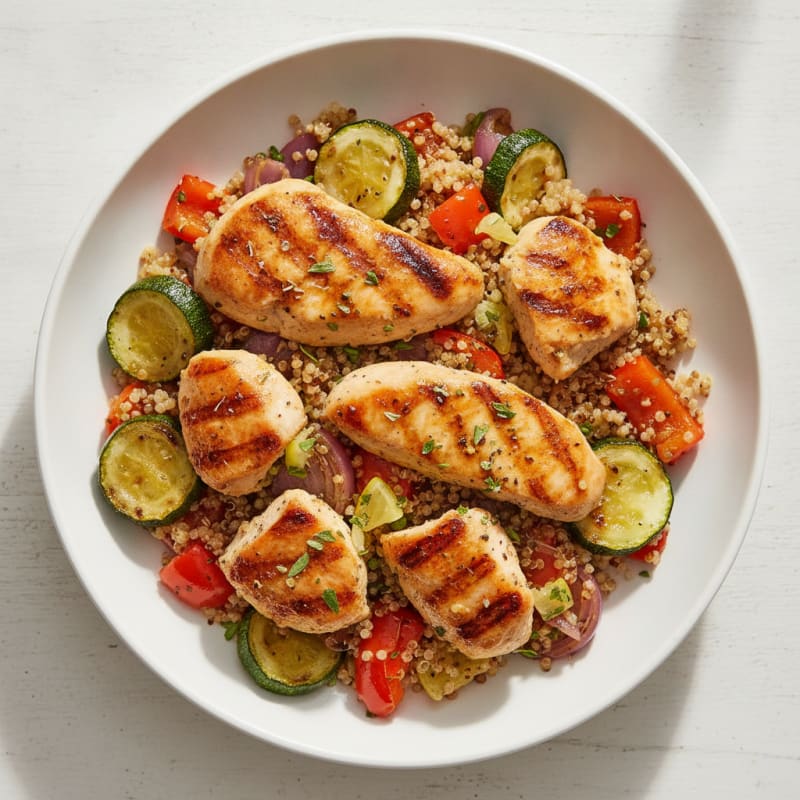 Grilled Chicken and Quinoa Bowl with Roasted Vegetables