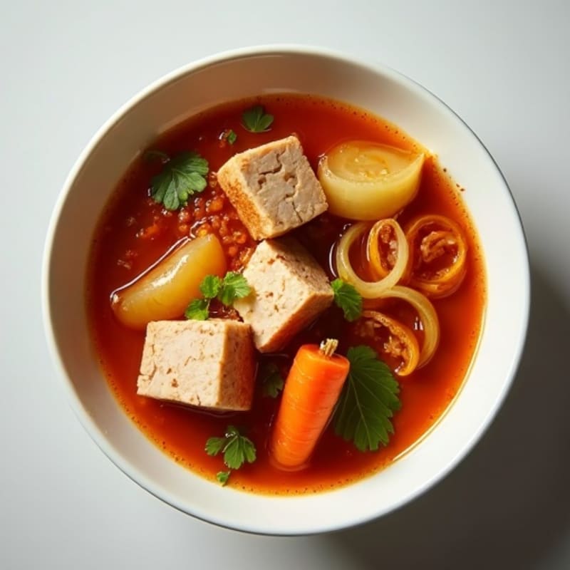 Lean Pork and Tofu Stew with Spicy Fermented Cabbage