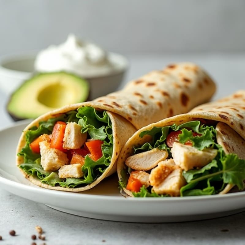 Grilled Chicken Whole Wheat Wrap with Fresh Greens and Creamy Avocado