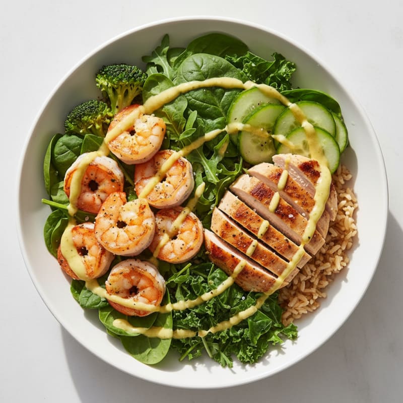 Lemon-Herb Shrimp and Chicken Power Bowl
