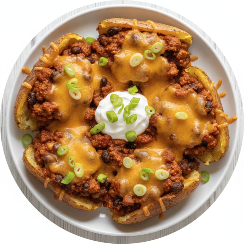 Loaded Chili Cheese Potato Skins