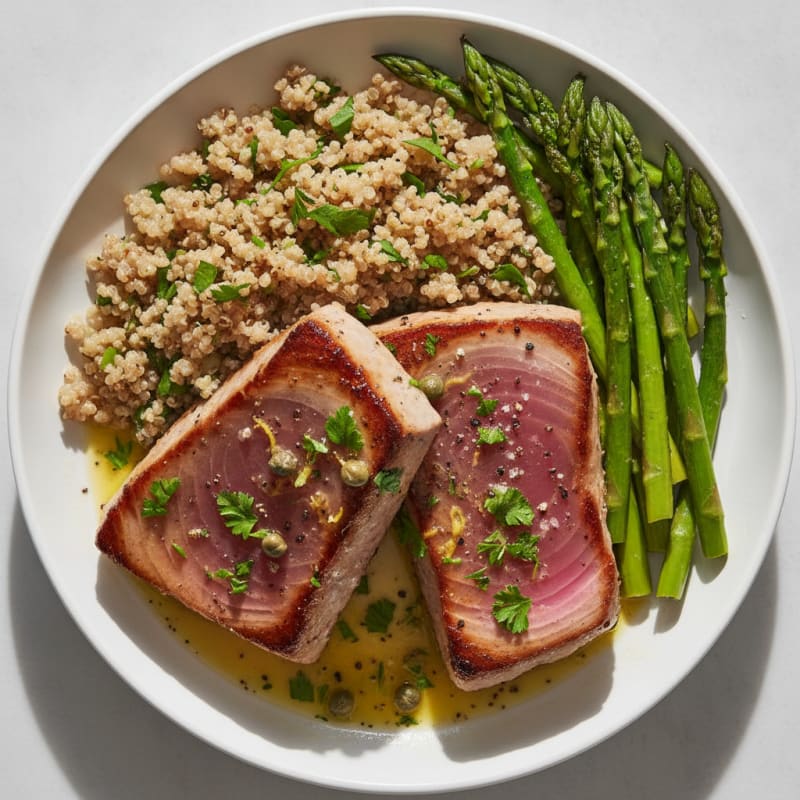 Seared Tuna with Lemon-Herb Sauce