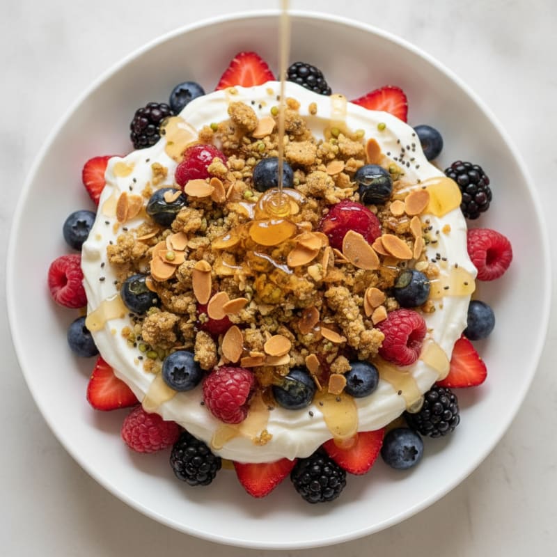 Silky Greek Yogurt Protein Parfait with Mixed Berries