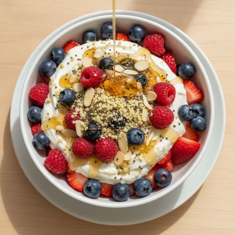 Greek Yogurt Protein Parfait with Mixed Berries
