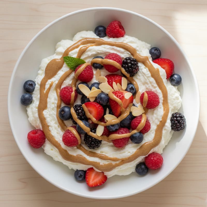 Silky Greek Yogurt Protein Mousse with Mixed Berries