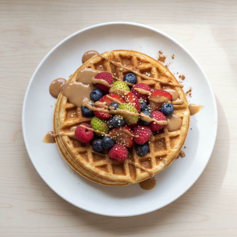 Almond Butter Gluten-Free Waffles with Berries